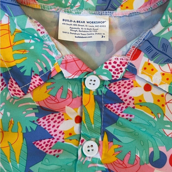 Tropical Button Down Shirt and Short Set for Build A Bear Animals - Picture 2 of 2